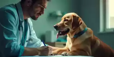 Veterinario atendiendo a un perro